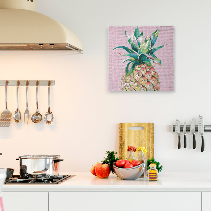 Reproduction d'une culture d'ananas de couleur rose par Patricia Pinto - impression d'art graphique, Toile tendue