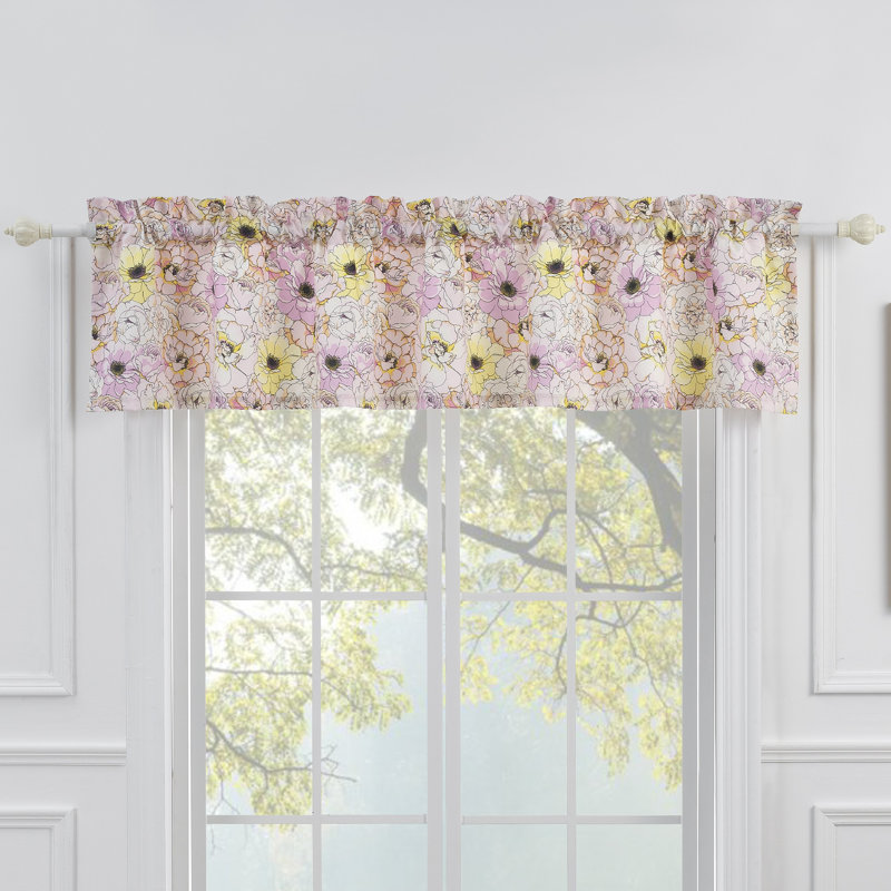 Greenland Home Fashions Misty Bloom Window Valance 84x18 Inch Watercolor Floral Print with Liner