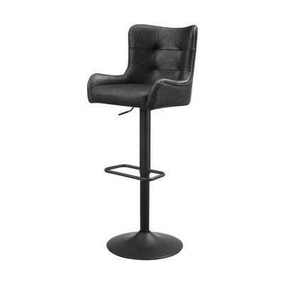 Faux Leather Adjustable Bar Stools with Round Base