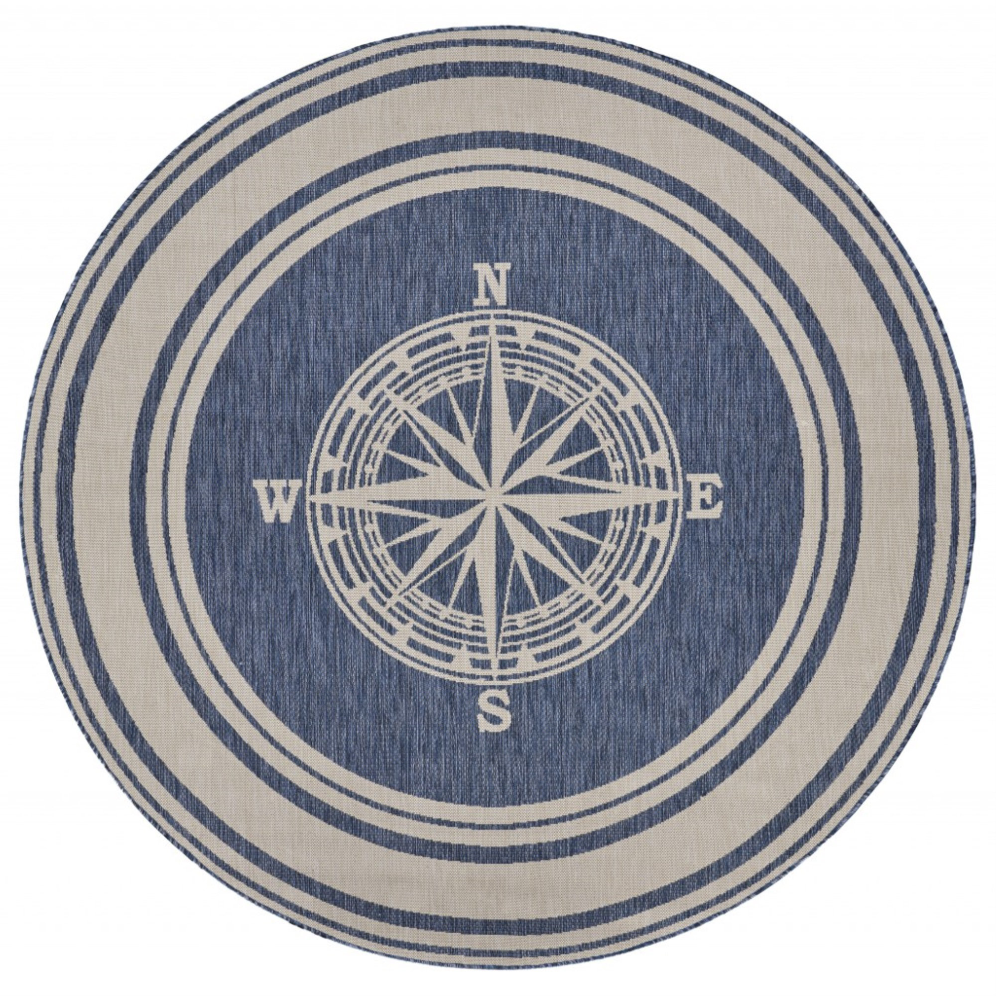 Breakwater Bay Rougemont 8’ X 10’ Navy Nautical Indoor Outdoor Area Rug ...