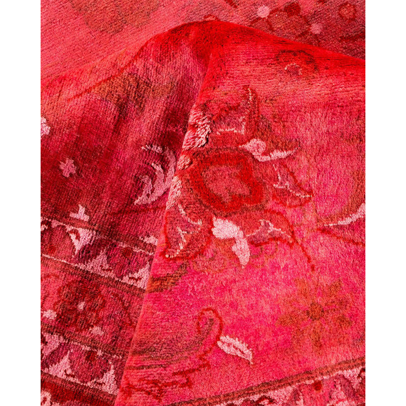 Tapis rose noué à la main de conception unique Holsworth - rose