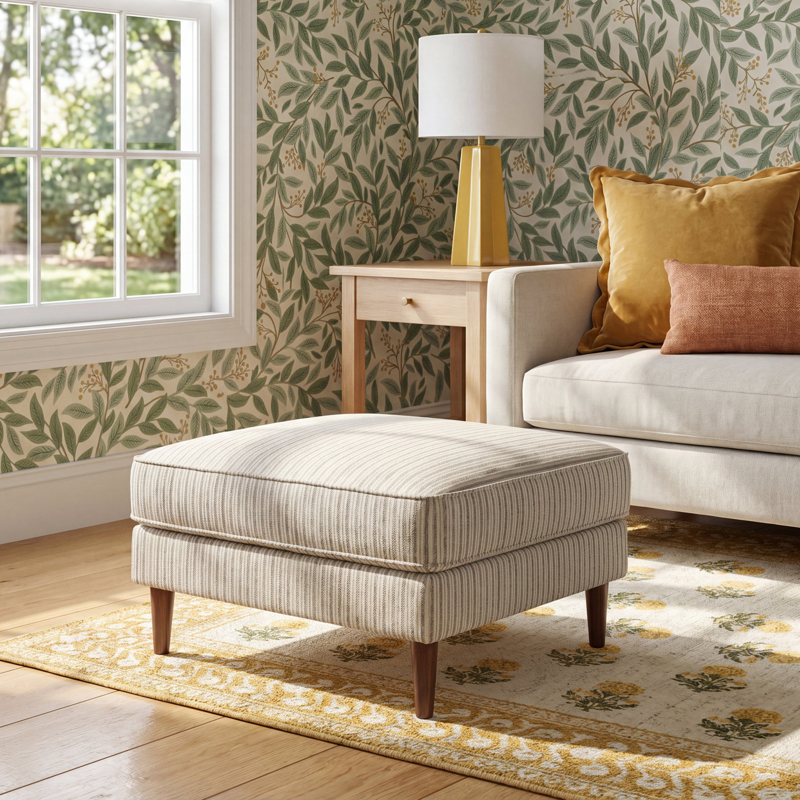 33" Ash Stripe Ottoman