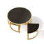 Ensemble de table basse ronde moderne avec tabourets gigognes et plateau en verre trempé