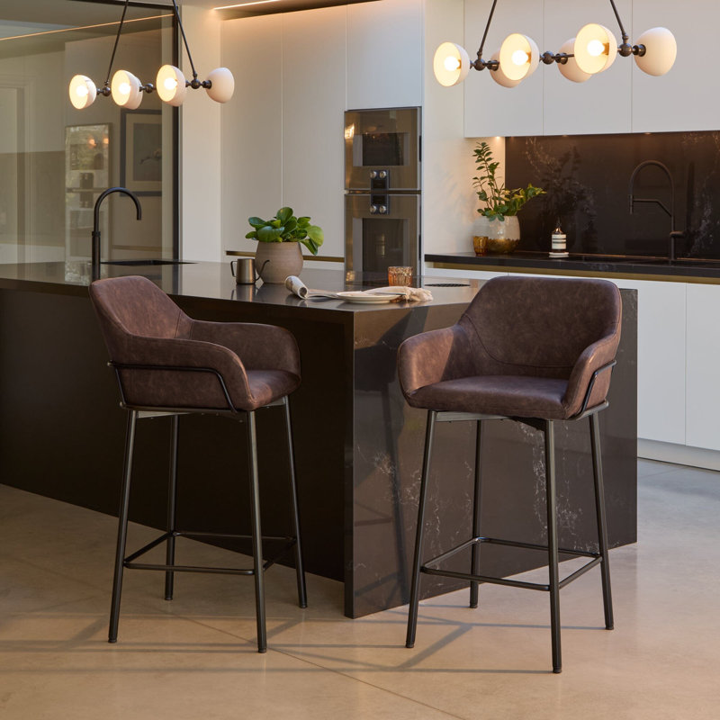 Counter Stool with Metal Frame, Brown