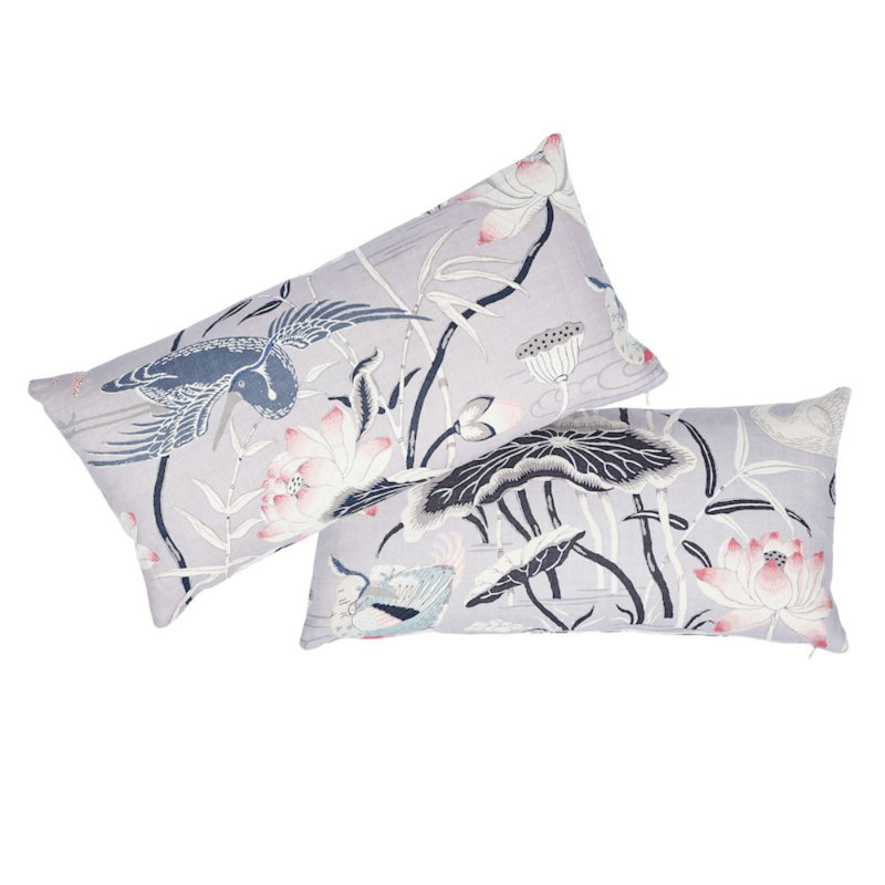 Lotus Garden Pillow, Lilac, 12" x 24"