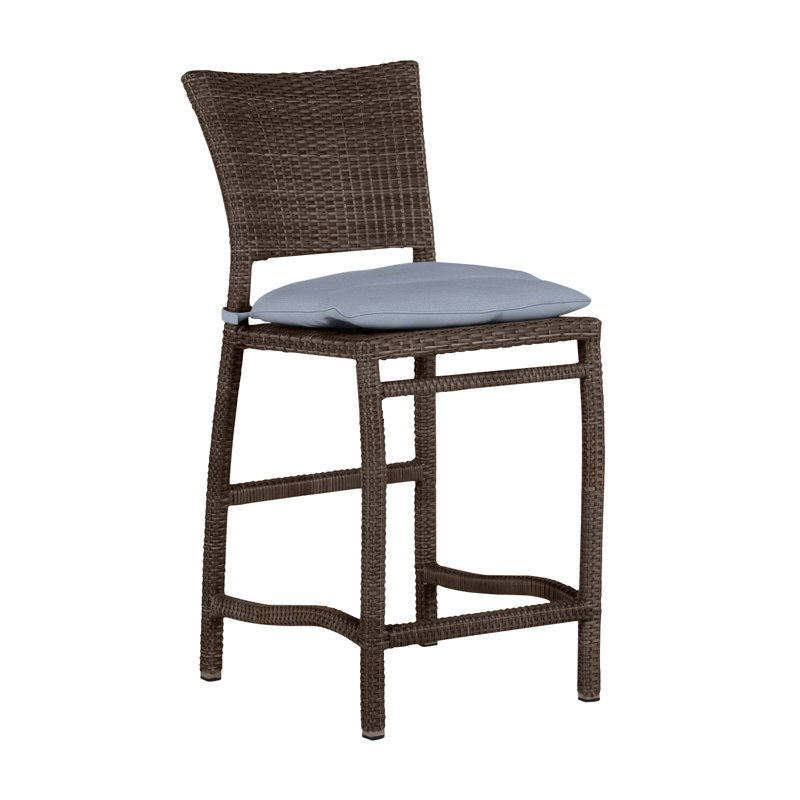 Tabouret de comptoir 24 po Skye - Noyer noir, Noyer noir, Welt, Sunbrella® ‑ Arbor Chambray colombe