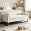 Upholstered Flip Top Chenille Storage Bench With Gold Legs And 2 Pillows-2067420169