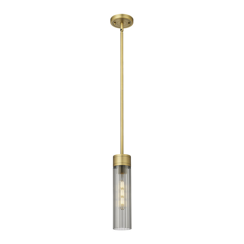 Luminaire suspendu 8 lumières Empire, Laiton brossé, H 12,75 po x l 3,13 po x P 3,13 po, Plaqué couleur fumée