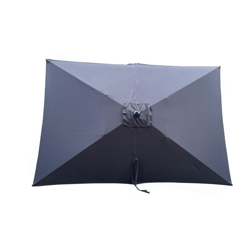 Parasol extérieur imperméable 6 x 9 pi avec manivelle et bouton poussoir inclinable sans rabat pour jardin, Gris anthracite