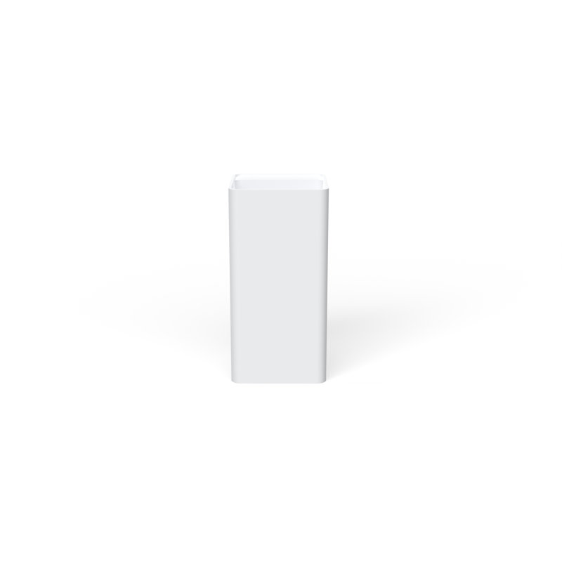 Badeloft Square Stone Resin Freestanding Pedestal Bathroom Sink SB-01-A-M in Matte White, Matte White