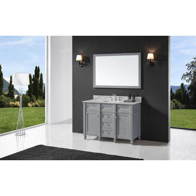 Meuble-lavabo 48 po Alfino avec comptoir en quartz 1 trou avec lavabo