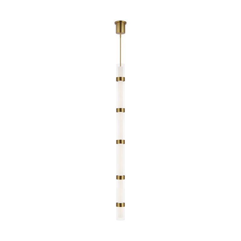 Wit 1 - Light Pendant, Aged Brass, 41.9" H x 6" W x 6" D