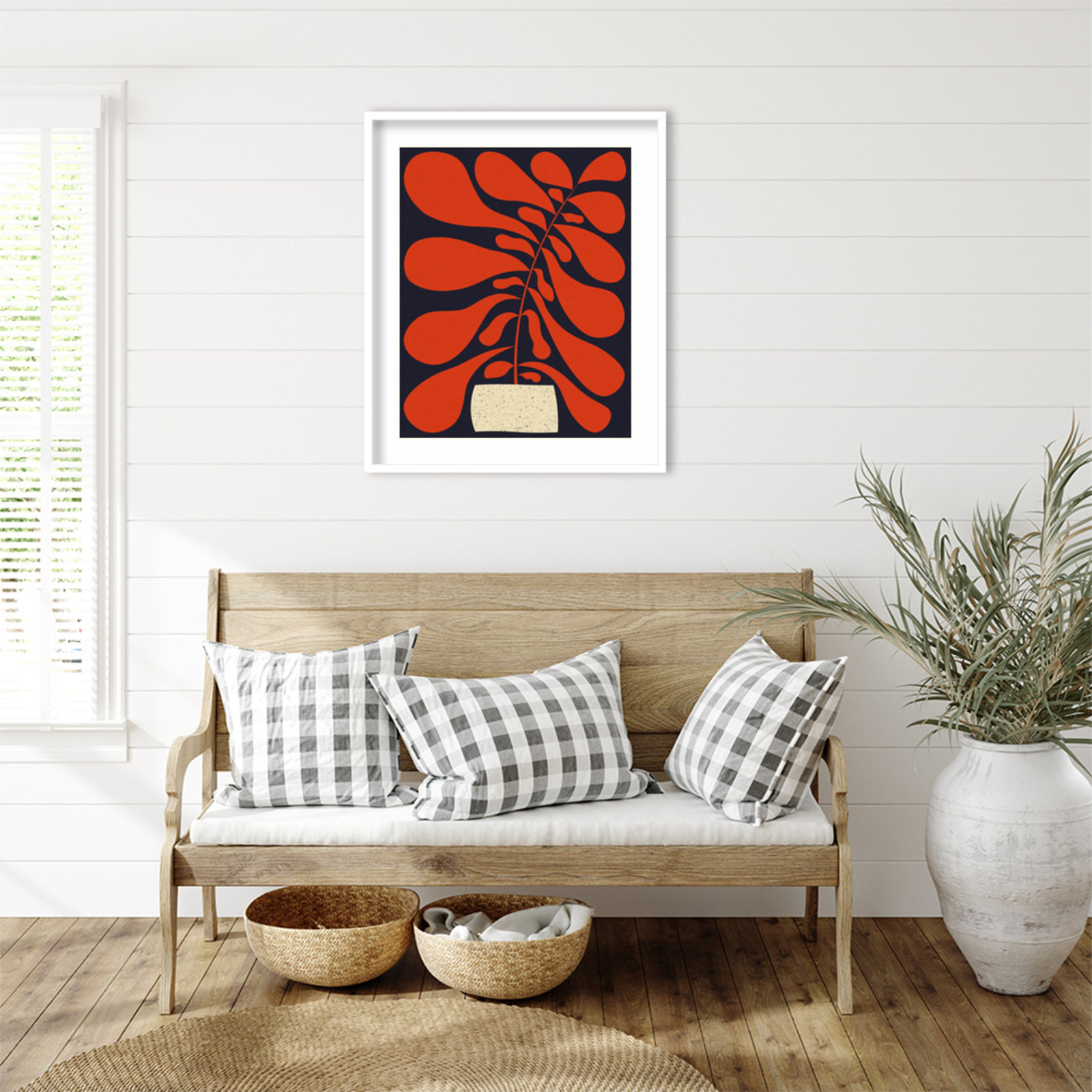 Lynne "Lazy Plant No. 1" Print, White , 33" H x 28" W