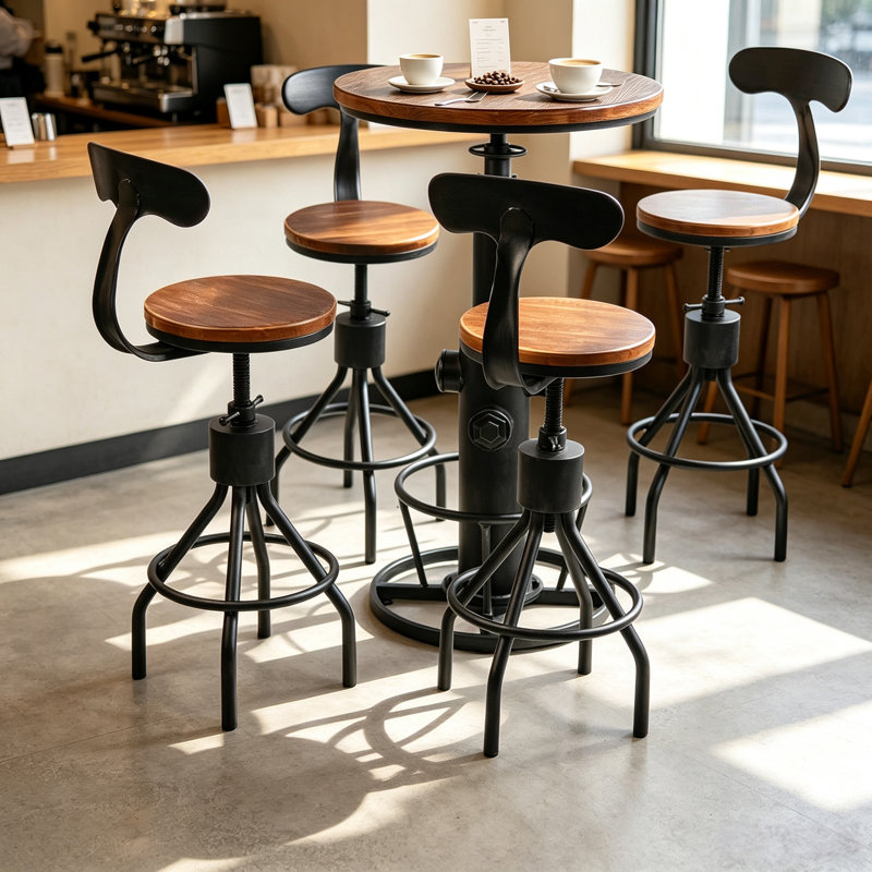 Javin Pine Solid Wood Top Four Leg Base Dining Set, 5