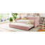 Lit de jour simple tapissier avec couchette escamotable, rose