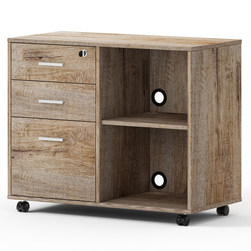 Mikhaila 3 Drawer Storage Drawer, Walnut