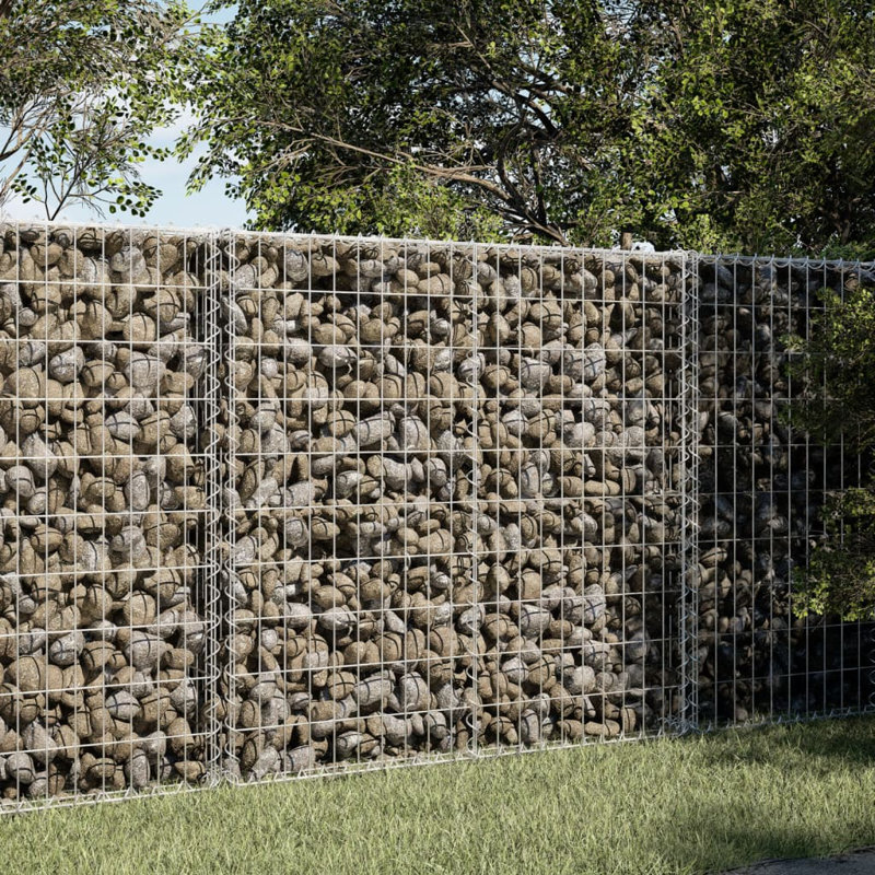 Gabion Basket Silver Galvanized Iron 39.4 inches Outdoor Planter Garden, 39.4" H x 39.4" W x 39.4" D