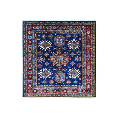 6'x6' Boeing Blue Hand Knotted Super Kazak Pure Wool Square Oriental Rug 4A10805448C748BB808F91744C4658CD
