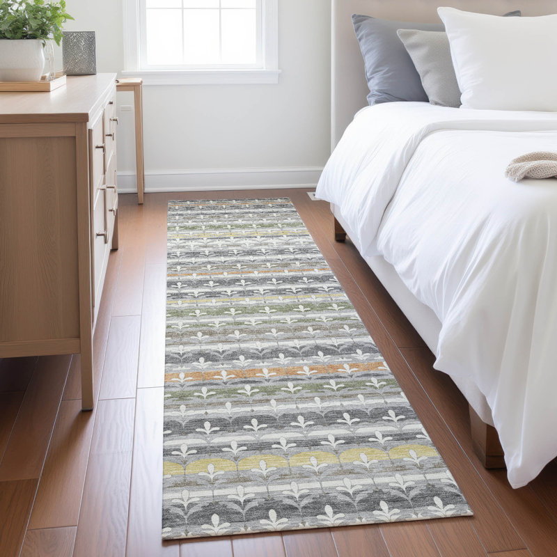 Machine Washable Indoor/Outdoor Chantille ACN2479 Damask Rug, Gray, 2'3" x 7'6" Runner