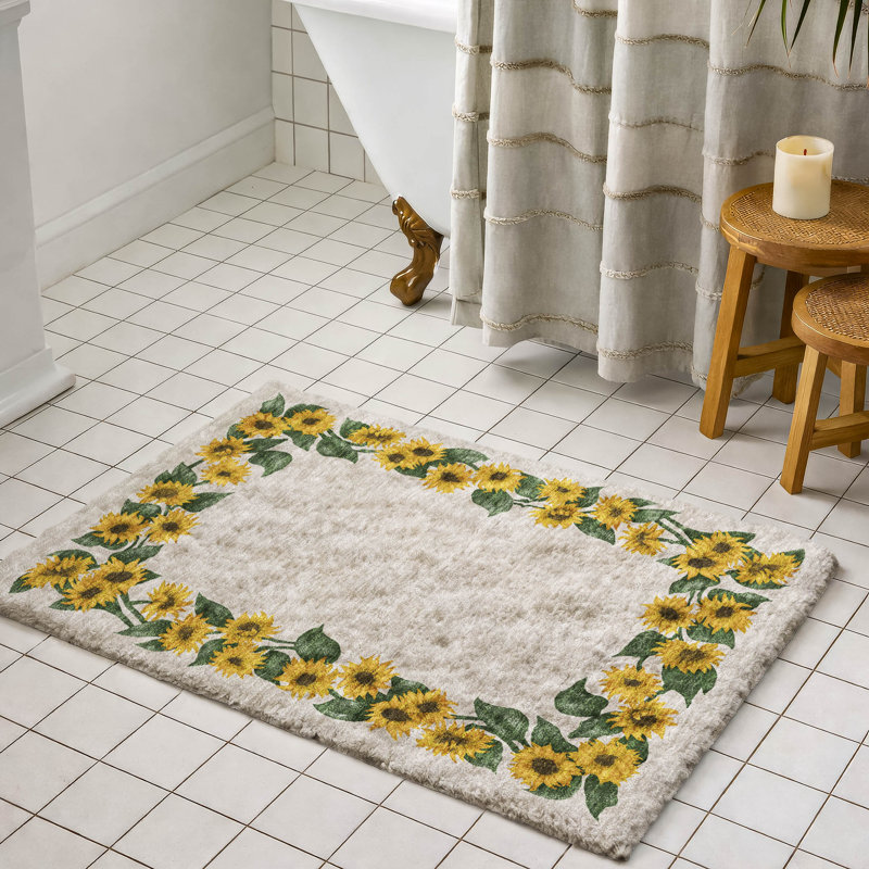 Premium Machine Washable Dream Shag ADS172 Sunflower Border Rug, 2'6" x 3'10"