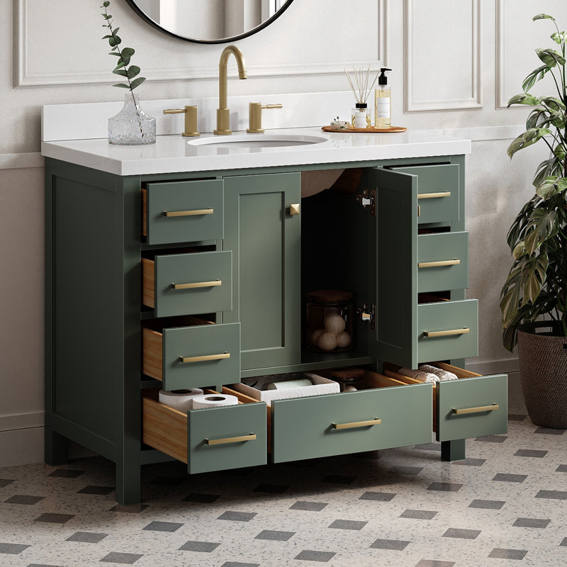 Ensemble de meuble-lavabo simple 48 po Cambridge, Bleu minuit, Oval