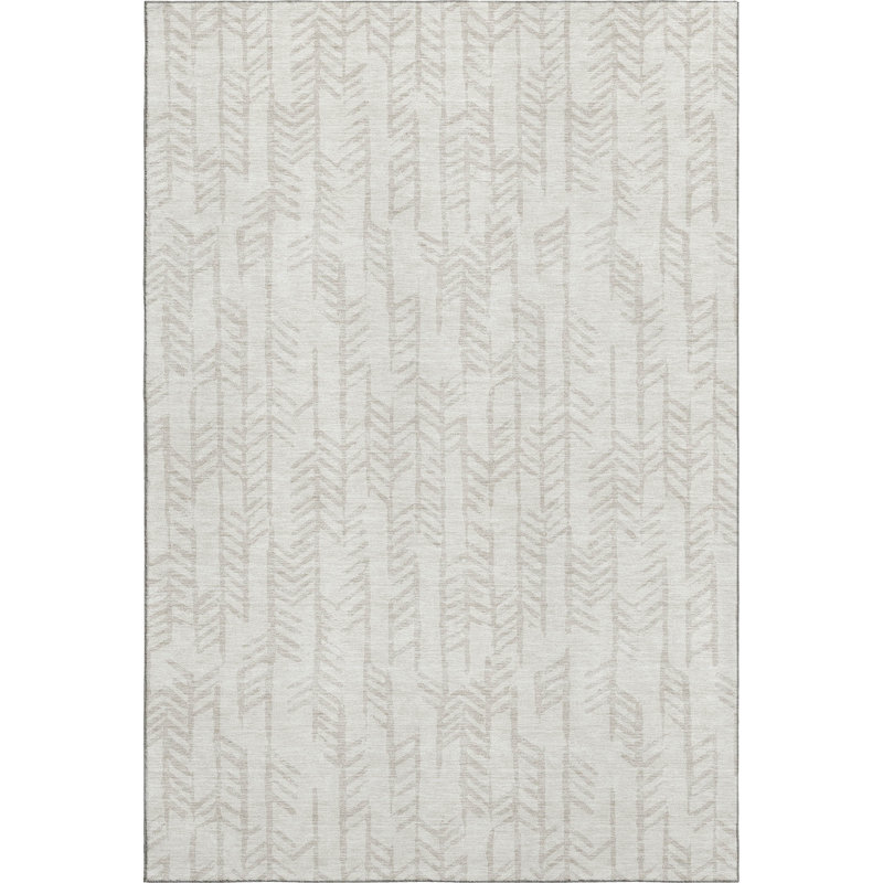 Premium Machine Washable Prisco Ivory Rug, Rectangle 5' x 7'6"