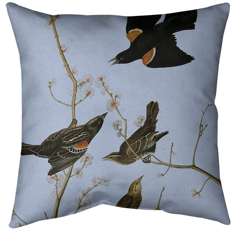 Coussin starling rouge à voilure rouge, Duvet synthétique, Bleu, Polyester filé