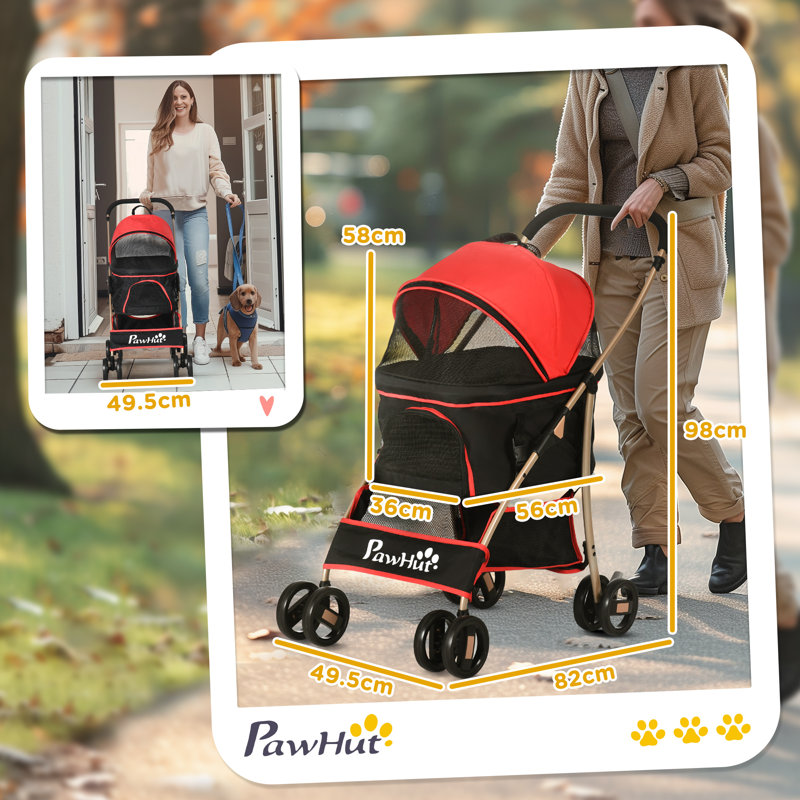 Foldable Pet Stroller, Orange