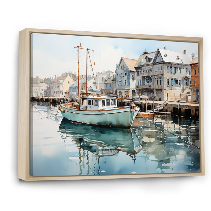 Impression sur toile, "Port Reflection", H 12 po x l 20 po x P 1 po, Cadre naturel flottant
