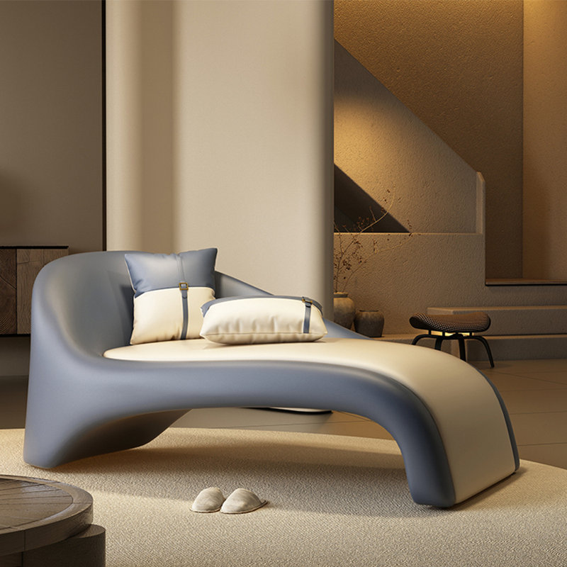 Méridienne incurvée Minimalist Creative, Bleu / Beige, Orienté à gauche (vu de face)
