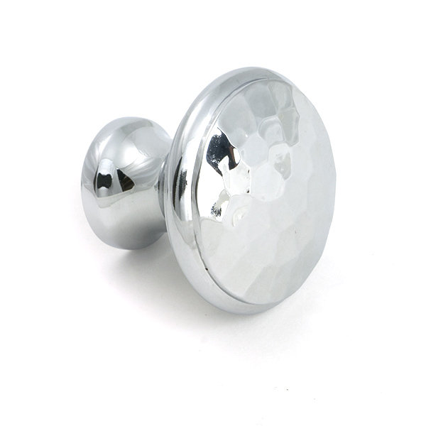 Hammered Round Knob, Polished Chrome, 1.18" Knob Diameter