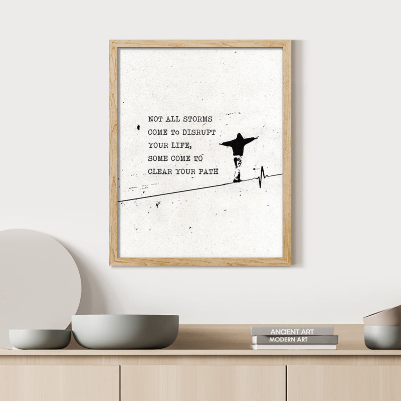 «Not All Storms Come To Disrupt Your Life Man Balance Banksy Street Motivational» sur papier, Naturel, H 14 po x l 11 po