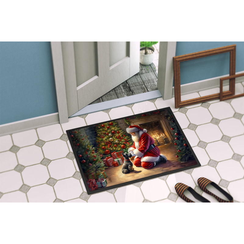 Paillasson Scottish Terrier and Santa Claus, L 24 po x L 36 po