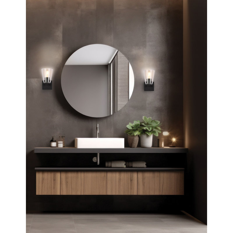 Whorton 1 Light Wall Sconce - Matte Black - Clear