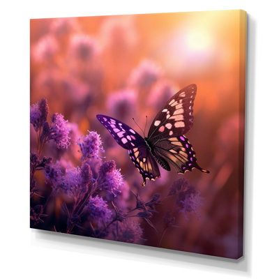 Papillon rose, coucher de soleil magique I