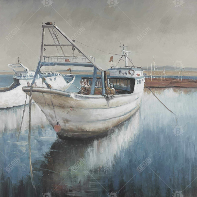 "Bateau de pêche désaturé" sur toile, H 36 po x l 36 po