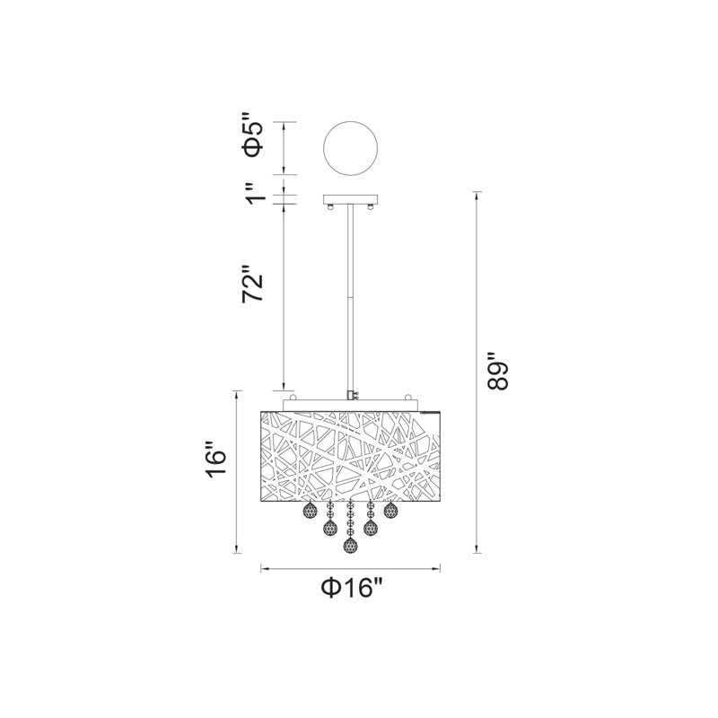 Lustre 16 lumières à abat-jour cylindrique 16 po avec finition chromée - Compatible G9 DEL - Idéal pour la salle à manger, le salon, le vestibule