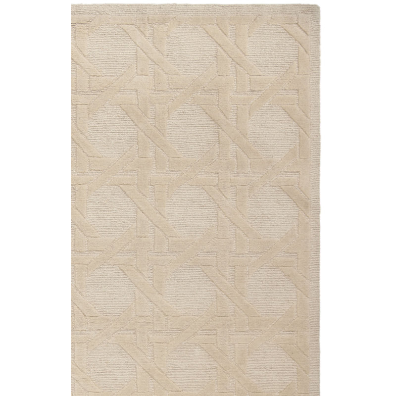 Tapis beige rectangulaire en laine noué à la main Jamie Drake, Ivoire ivoire, Rectangle 6 pi x 9 pi