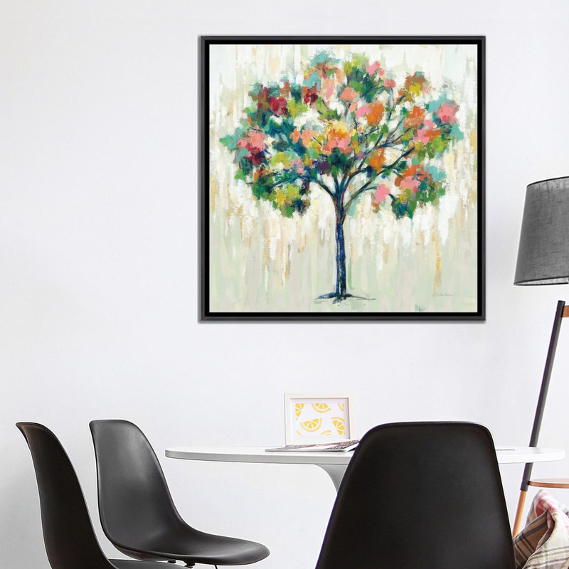 «Blooming Tree Neutral» par Silvia Vassileva - impression, Distressed Black Framed, H 37 po x l 37 po x P 1,5 po, Aucun mat
