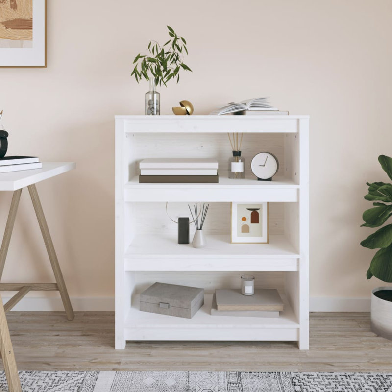 Kylisia 97cm H Solid Wood Standard Bookcase, White, 97cm H x 80cm W x 35cm D