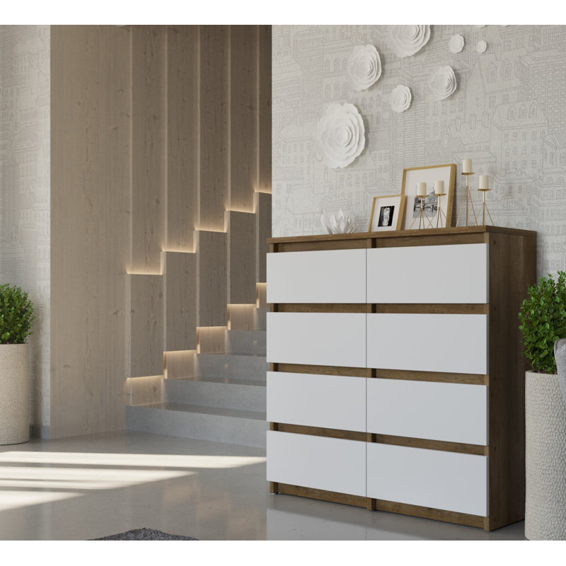 Everardo 106cm W 8 - Drawer Chest of Drawers, Country Oak