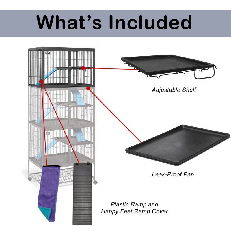 Gray Metal Ferret Nation Add-On Cage with Ramps