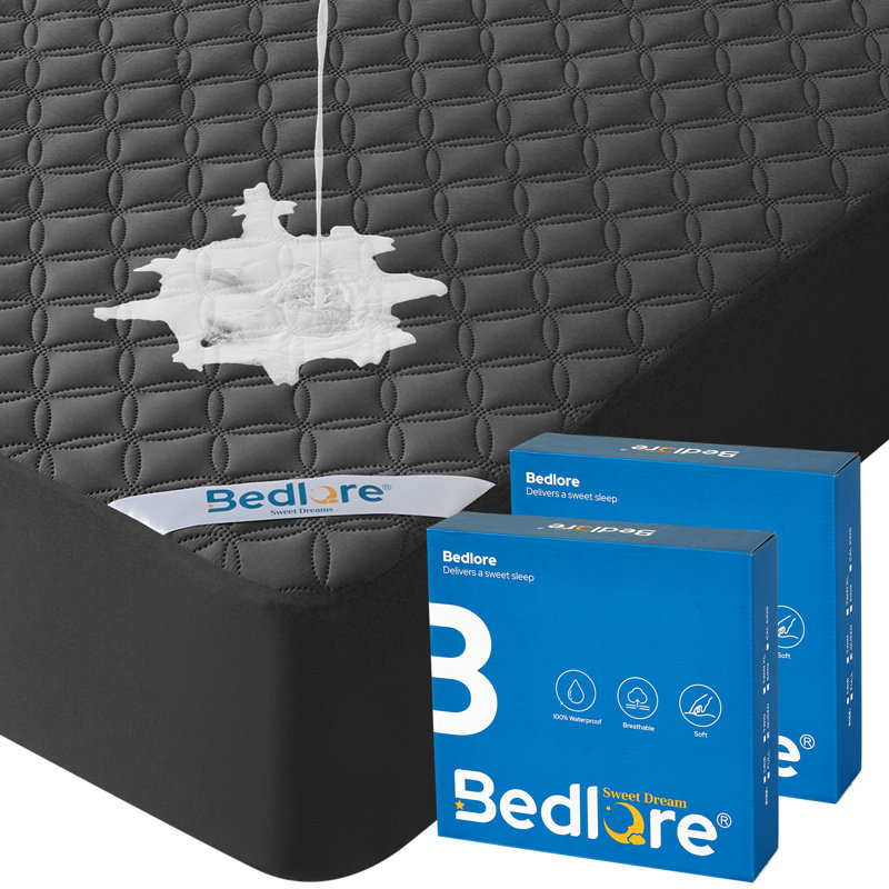 BEDLORE® (Pack of 2) Noiseless Waterproof Mattress Protector, Hypoallergenic Quilted Washable Mattress Cover, Breathable Mattress Pad With 6-18'' Deep Pocket