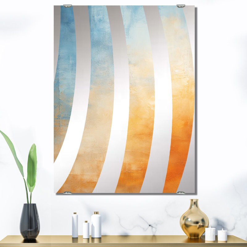 Miroir mural bleu et orange, Tachisme Modern - Mirage bleu et orange du désert II, 40 po x 30 po