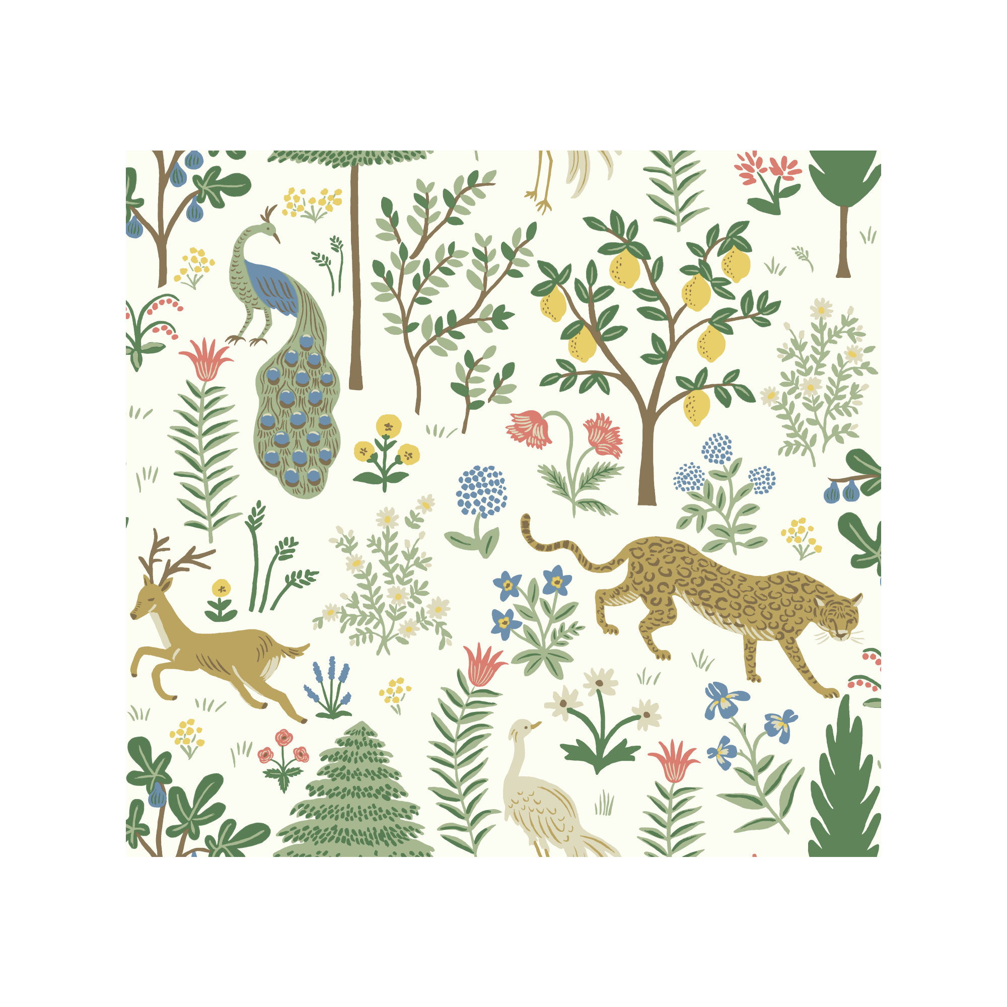 Rifle Paper Co. Menagerie 27" L x 27" W Smooth Wallpaper Rol, White