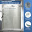 Porte de douche sans cadre de 56 à 60 po x H 76 po en verre trempé coulissant à fermeture douce avec revêtement antidéflagrant, chrome-106231698