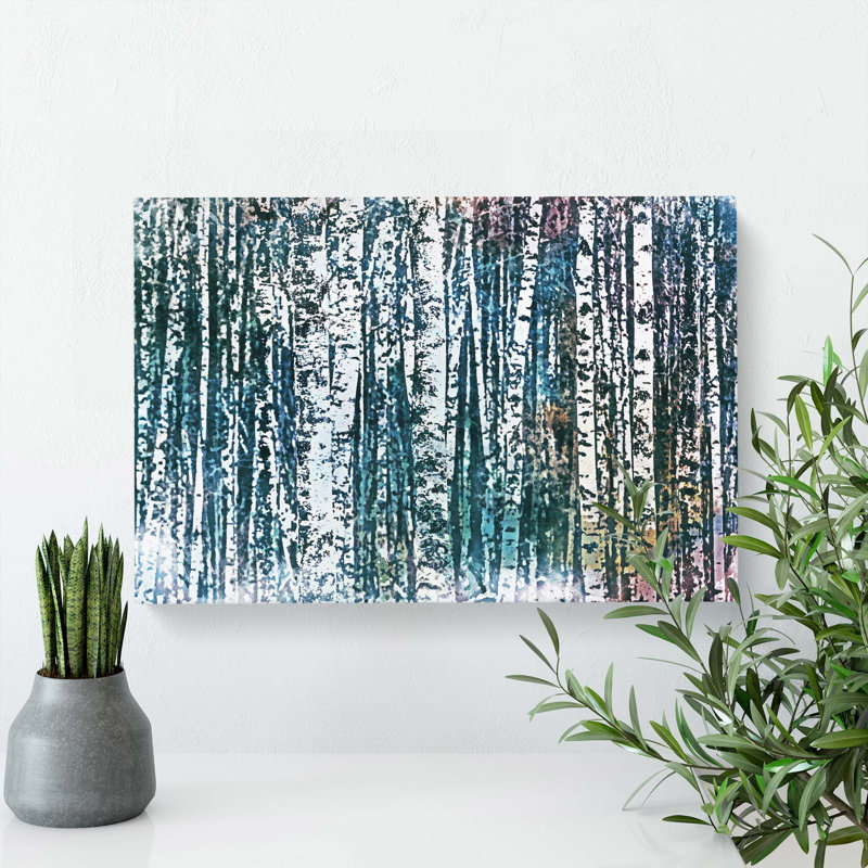 A Birch Tree Forest In Abstract - Wrapped Canvas, 50cm H x 76cm W x 3cm D
