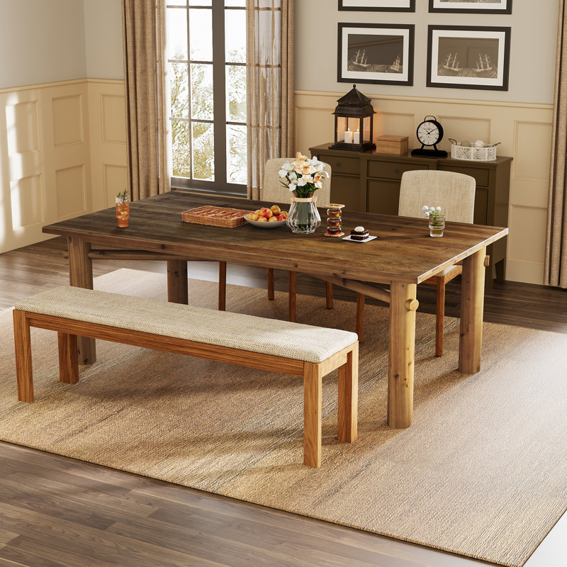 63" Solid Wood Dining Table, Farmhouse Kitchen Table