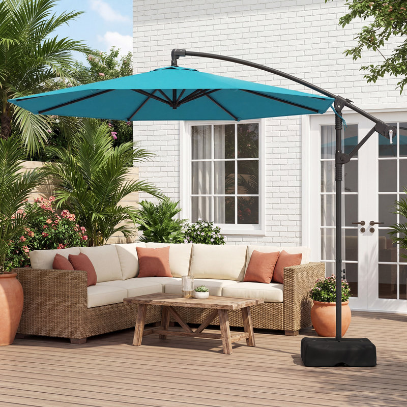 Parasol suspendu 10 pieds avec base en porte-à-faux pivotant à 360 °, Vert