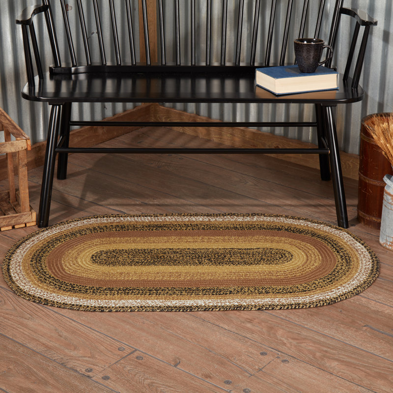 Tapis naturel / campagnard noir, crème et caramel Kettle Grove, Ovale 2 pi 3 po x 4 pi